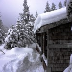 At the Gore Mountain summit cabin Summit cabin,sans tower. 2 and a half feet of snow and no snowshoes