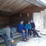 ad hock hikes resting at shelter Victory Shelter, Kevin, Joe, Judy and Patty, 2/5/12