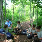 inauguaration of Split Rock Trail 026 Quick water break, crew and volunteers, 7/20/11